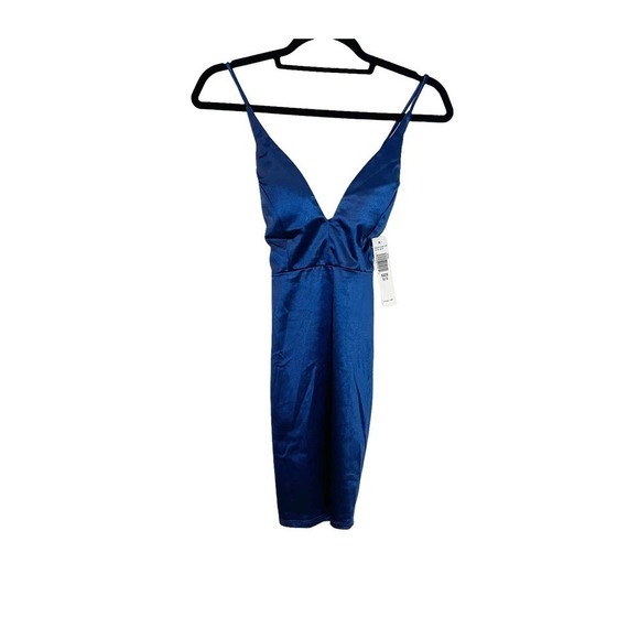 NEW Jump Apparel Deep V Plunge Neck Mini Prom Dress Royal Blue Size 1/2 / XS - Picture 2 of 10